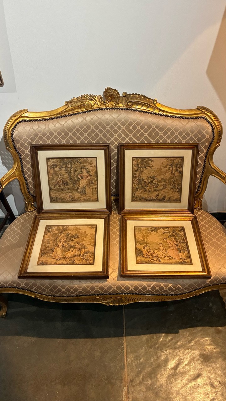Conjunto de 4 Quadros em Gobelin · Século XIX · Estado: Bom