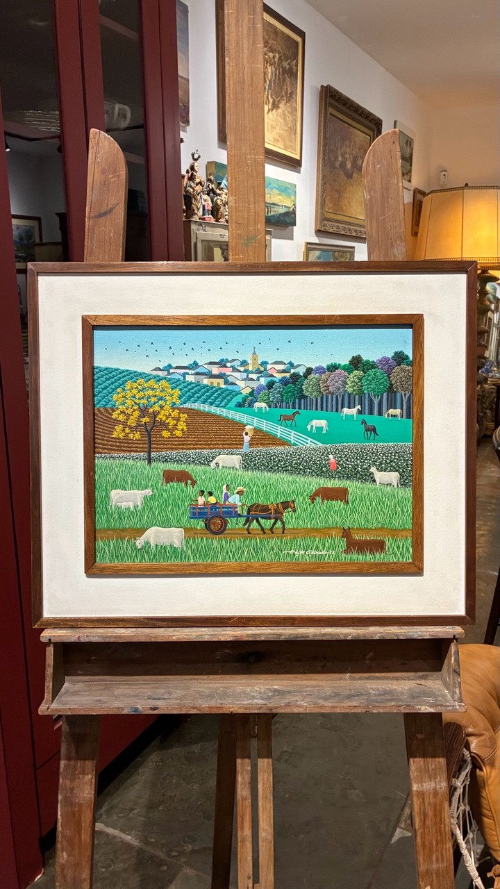 Quadro Naïf — Cena Rural Brasileira - Edgar Calhado · Segunda metade do Século XX (c. 1970–1990) · Estado: Bom
