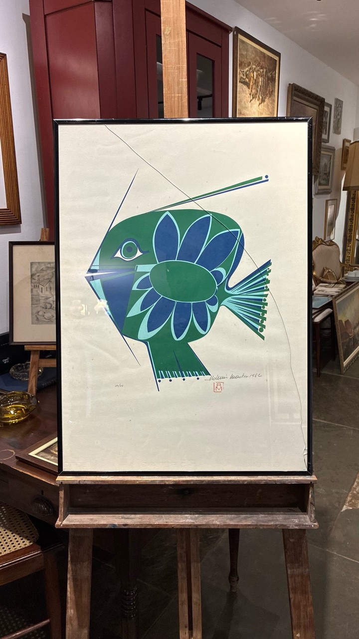 Quadro Serigrafia Numerada Peixe Geométrico - Aldemir Martins · Arte Moderna Brasileira 1980 · Estado: Bom