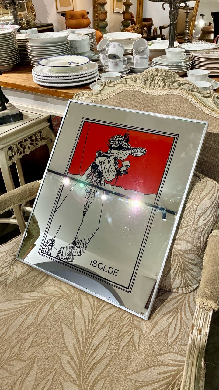 Espelho Decorativo Art Nouveau Isolde Moldura Alumínio · Década de 1970 · Estado: Regular