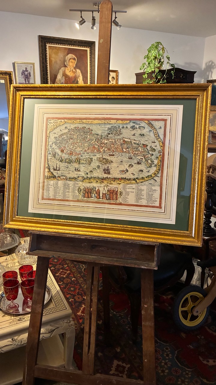 Quadro Mapa Antigo de Veneza Colorido · Século XVI - XVII · Estado: Bom