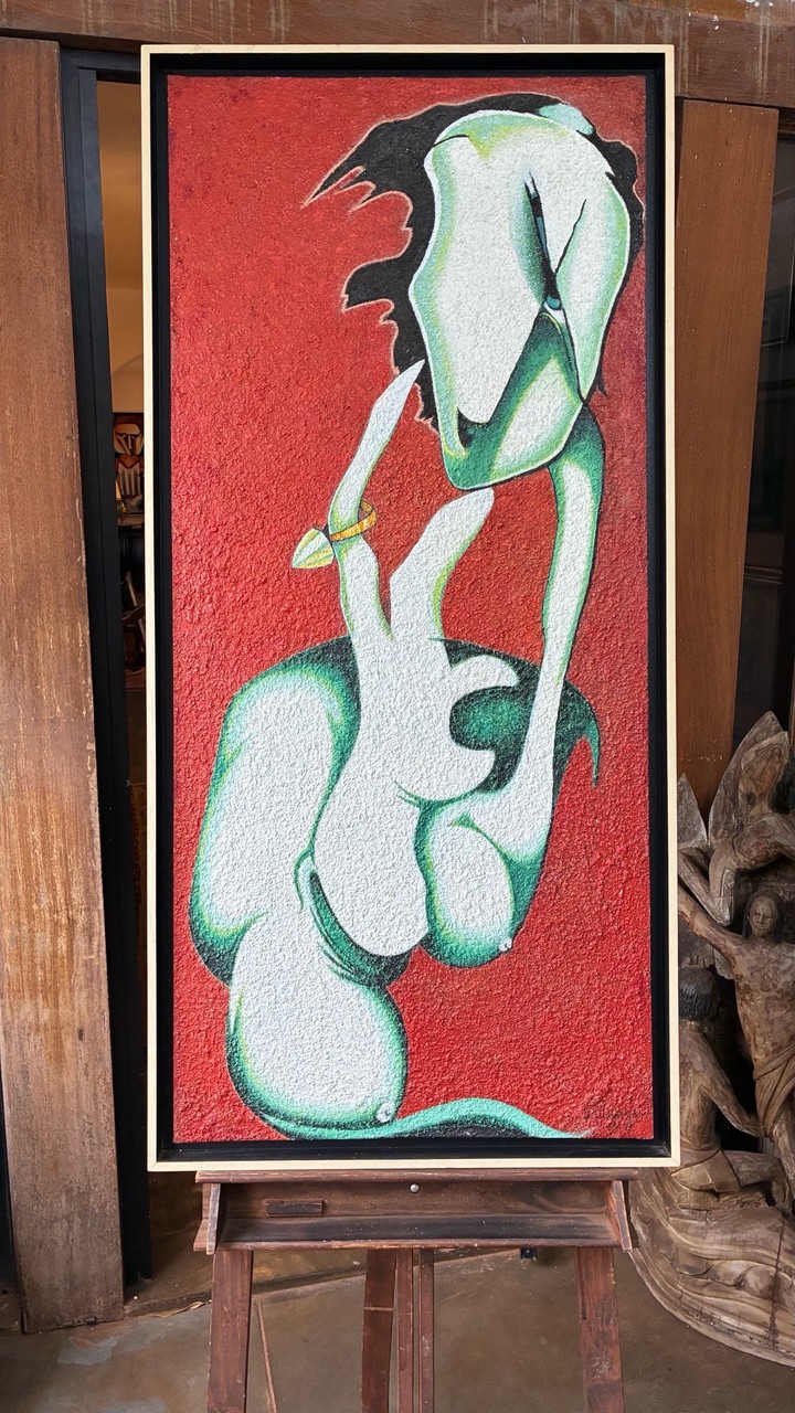 Quadro Pintura Figurativa Nu Feminino - Paulo Camargo · Segunda metade do Século XX · Estado: Bom