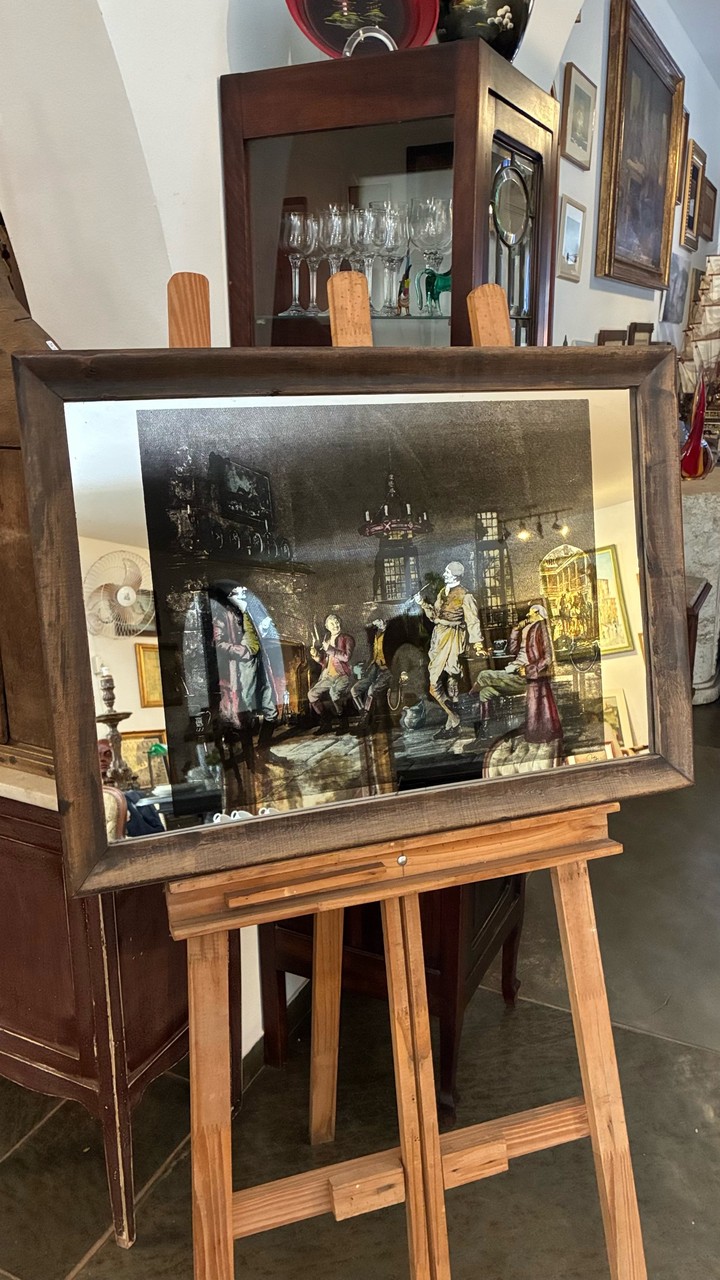 Quadro Pintura sobre Espelho · Século XIX - início Século XX · Estado: Regular