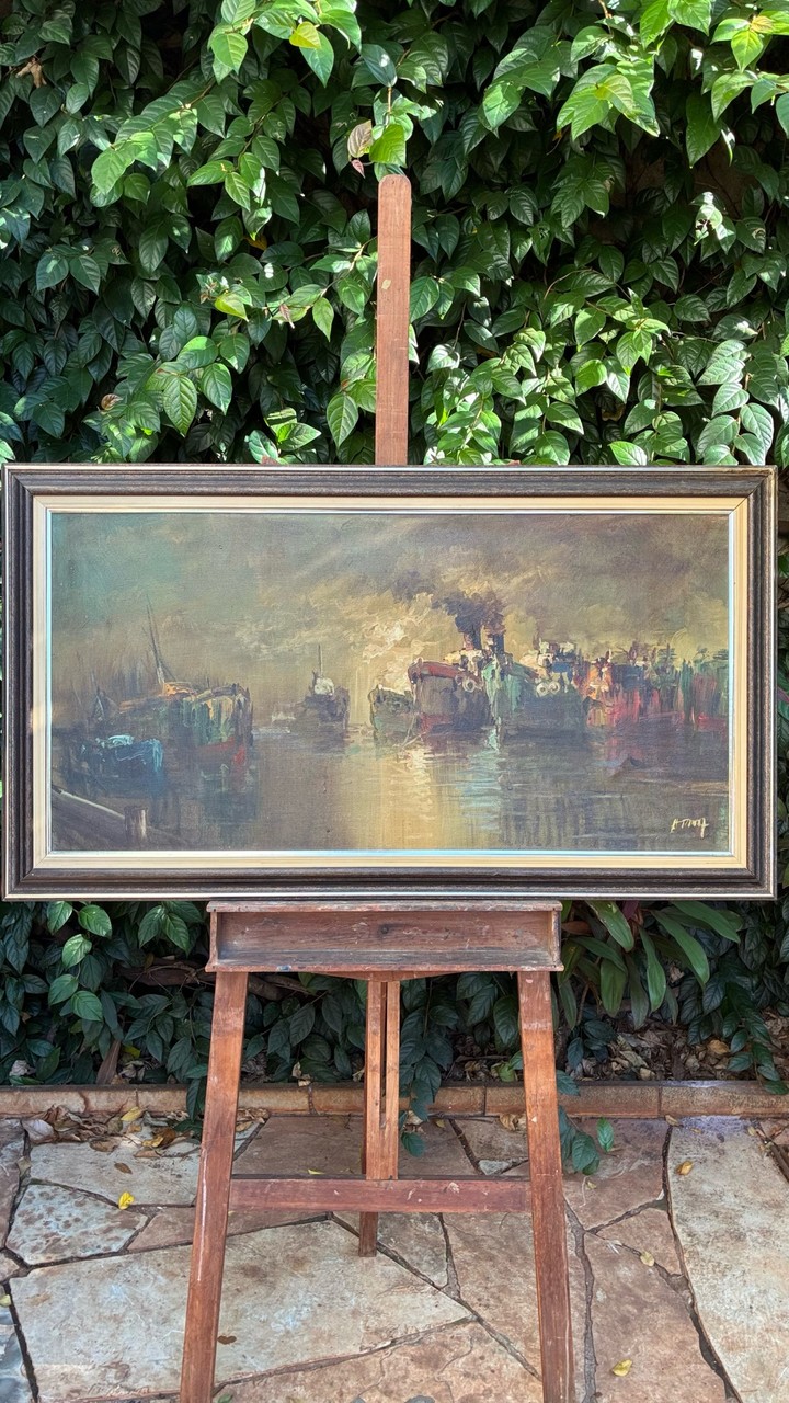 Quadro a Óleo Cena Portuária · Século XX — primeira metade (1920–1960) · Estado: Bom