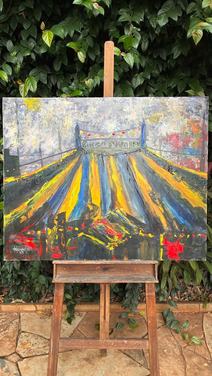 Quadro a Óleo Circo Mundial · Século XX – 1999 · Estado: Bom