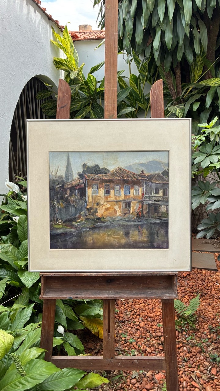 Quadro Paisagem Urbana com Casarão · Século XX (estimado 1950–1980) · Estado: Bom