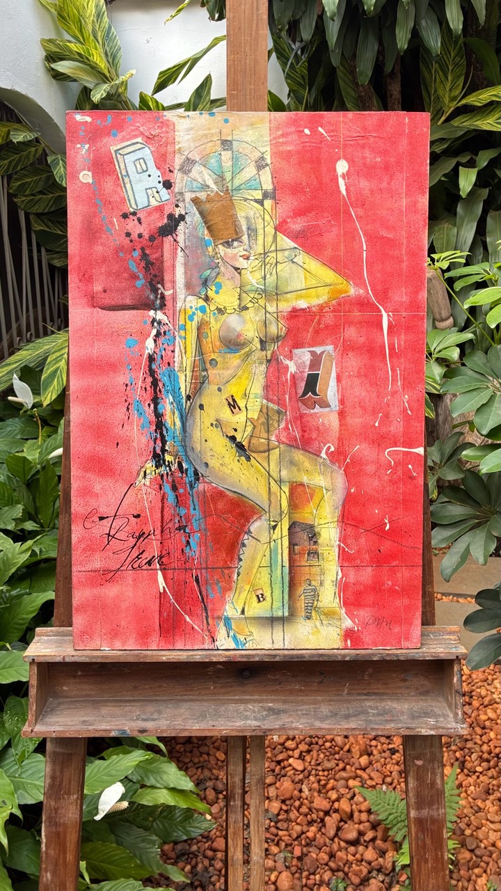 Quadro Figura Feminina — Técnica Mista · Contemporâneo — 2000–2020 · Estado: Bom