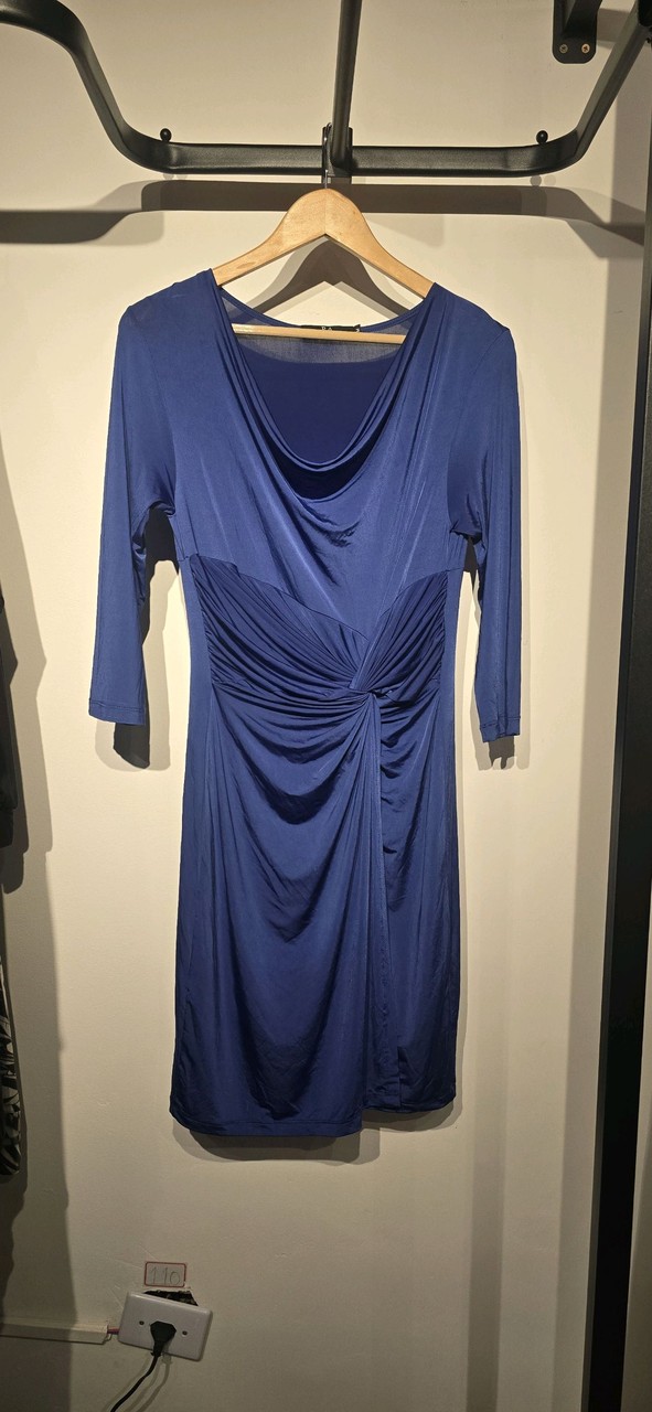 Vestido Azul Drapeado · Estado: Excelente